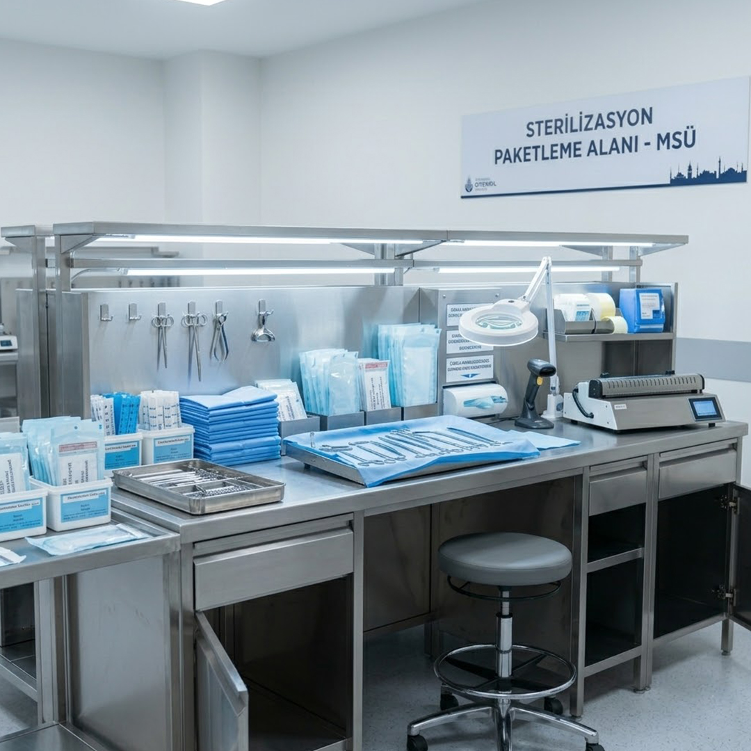 Sterilizasyon Süreçlerini Hızlandıran Ergonomik Ve Paslanmaz Paketleme Masaları